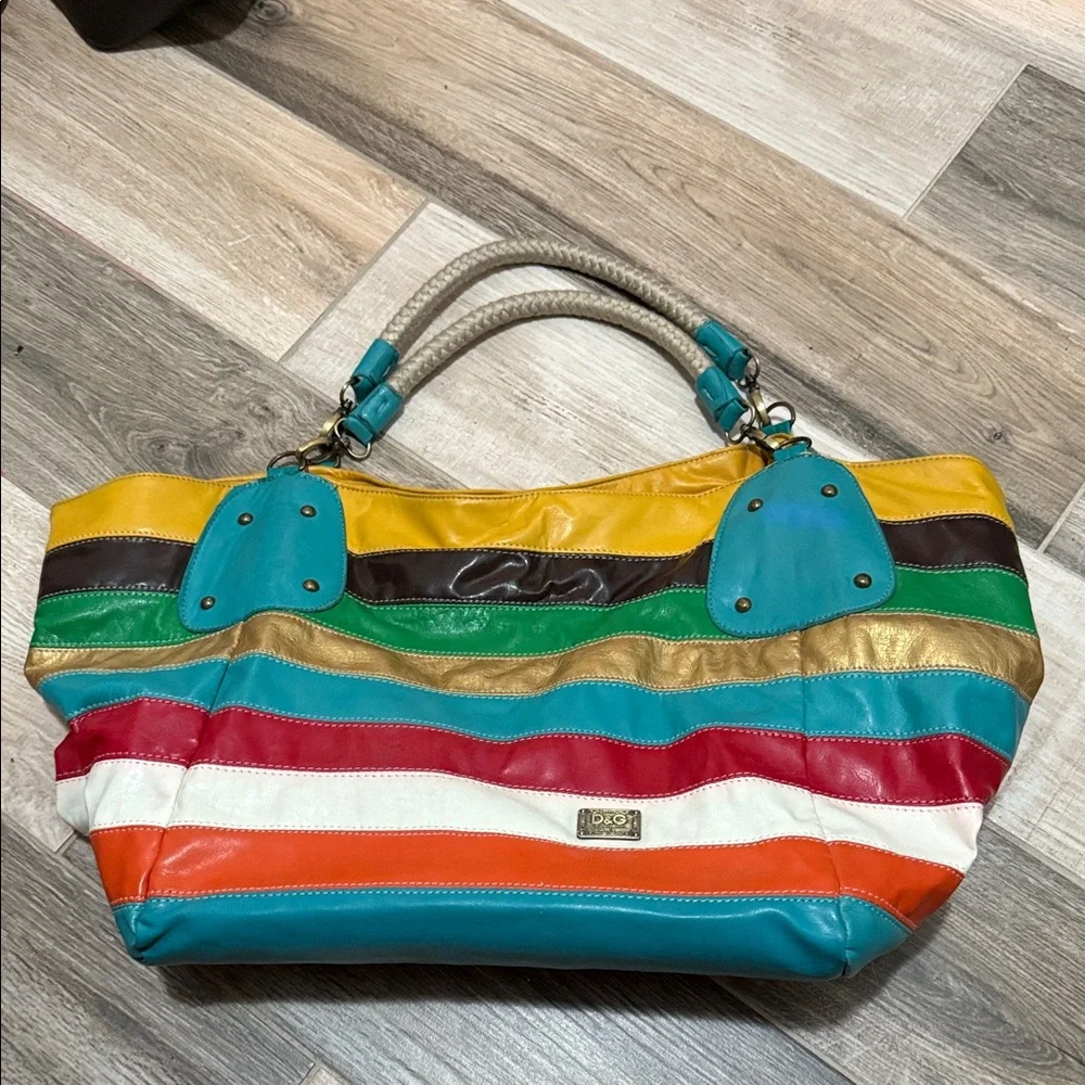 Faux D&G Multicolor Striped Tote Bag - Picture 1 of 4